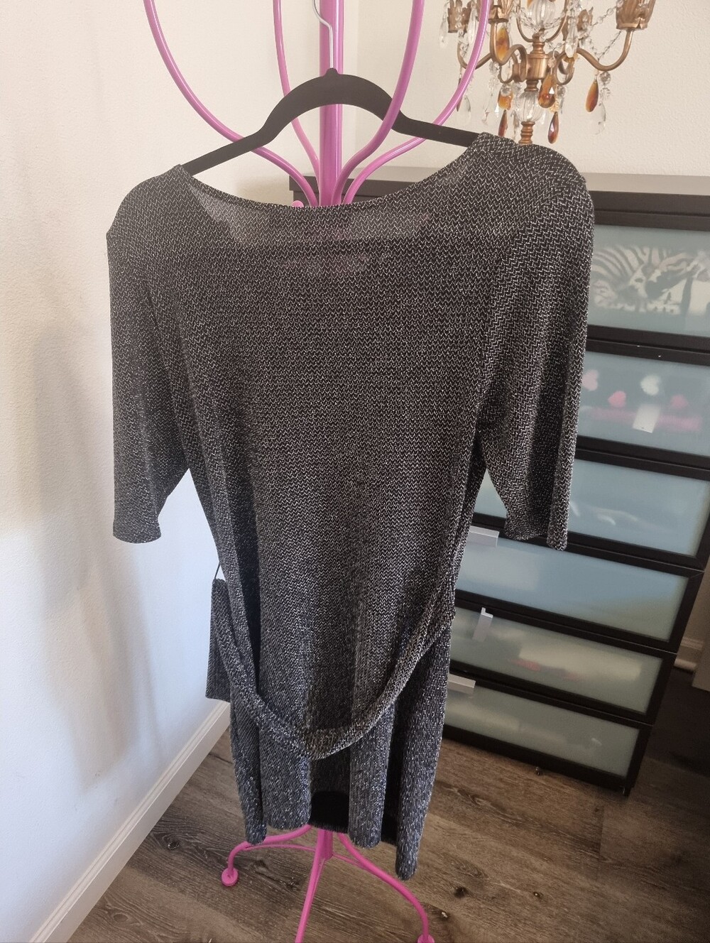 Women’s Metallic Knit Gray Sheath Dress